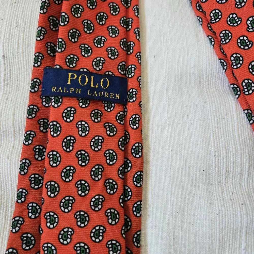Polo by Ralph‎ Lauren Paisley 100% Silk Tie Hand Made in Italy